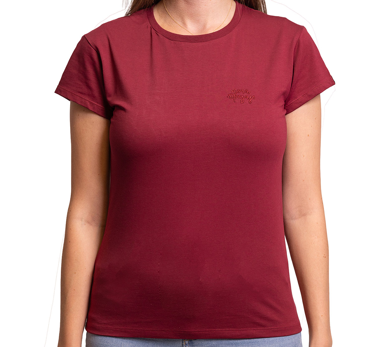 црвен-цвете-мајица-женска-бордо