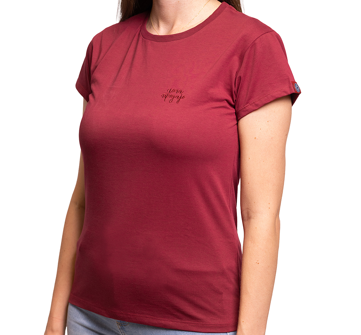 црвен цвете мајица женска мајица напред бордо