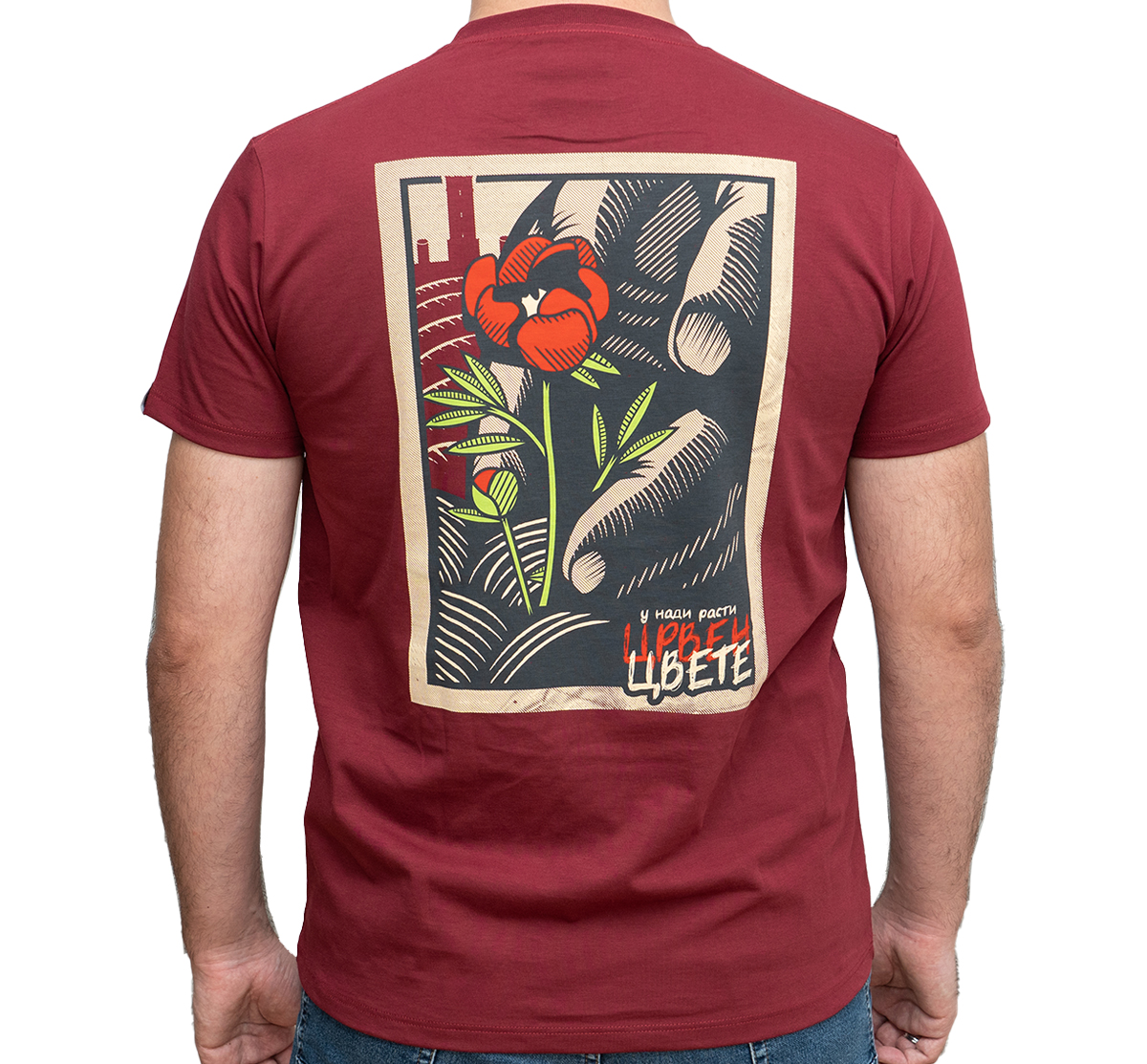 crven cvete bordo majica