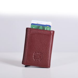 Бордо кожни новчаник за картице