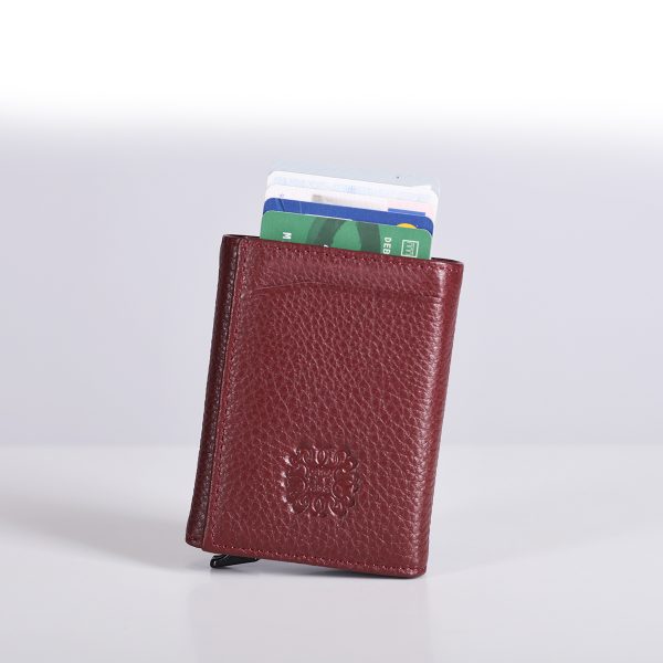 Бордо кожни новчаник за картице