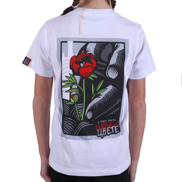 црвен цвете бела дечија мајица