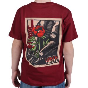 Црвен цвете мајица бордо дечија
