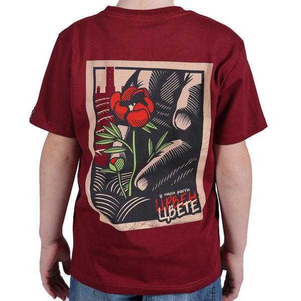 Црвен цвете мајица бордо дечија
